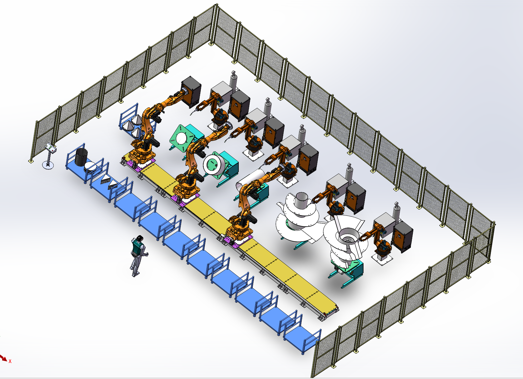 塔心焊合全自動上料拼裝+焊接機(jī)器人工作站技術(shù)